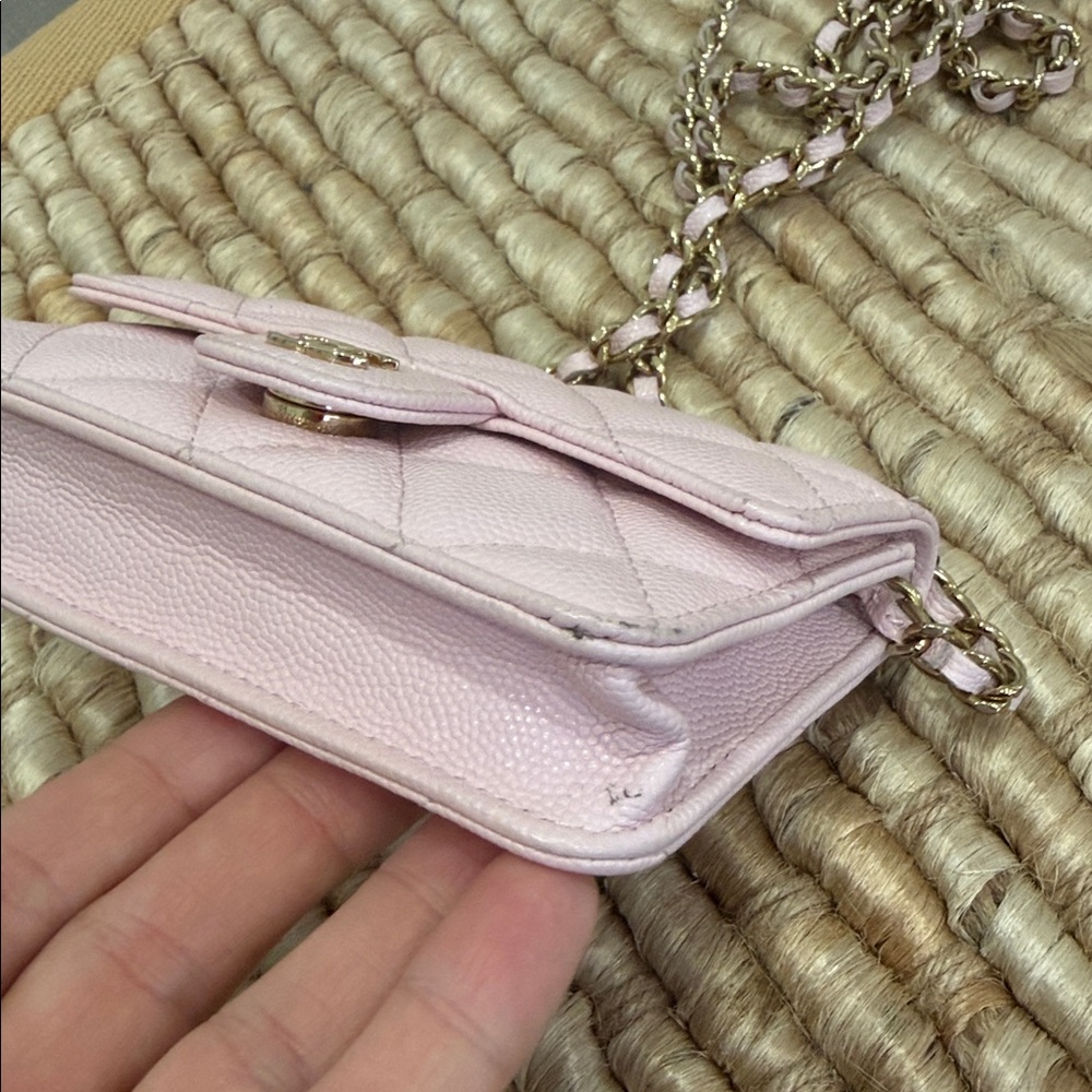 CHANEL Light Pink Quilted Mini Bag with Gold Chain - Picture 8 of 17